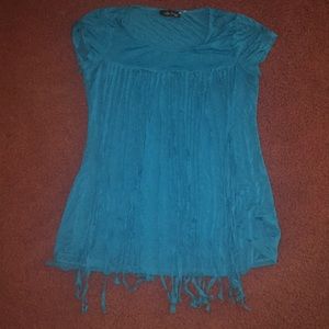 Blue tank with tassels